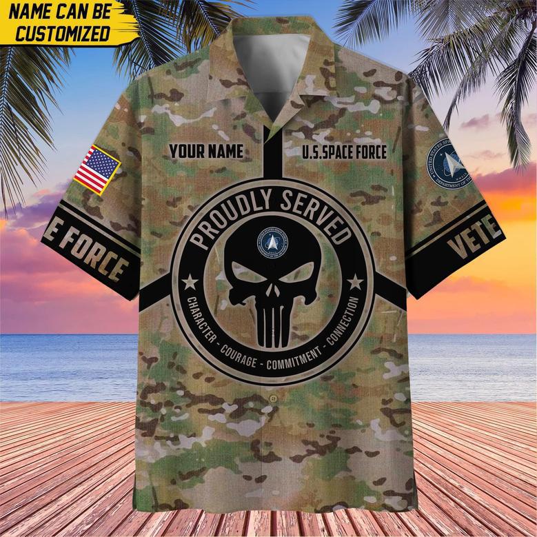 Premium Personalized Camo Soldiers Multiservice US Veteran Hawaii Shirt