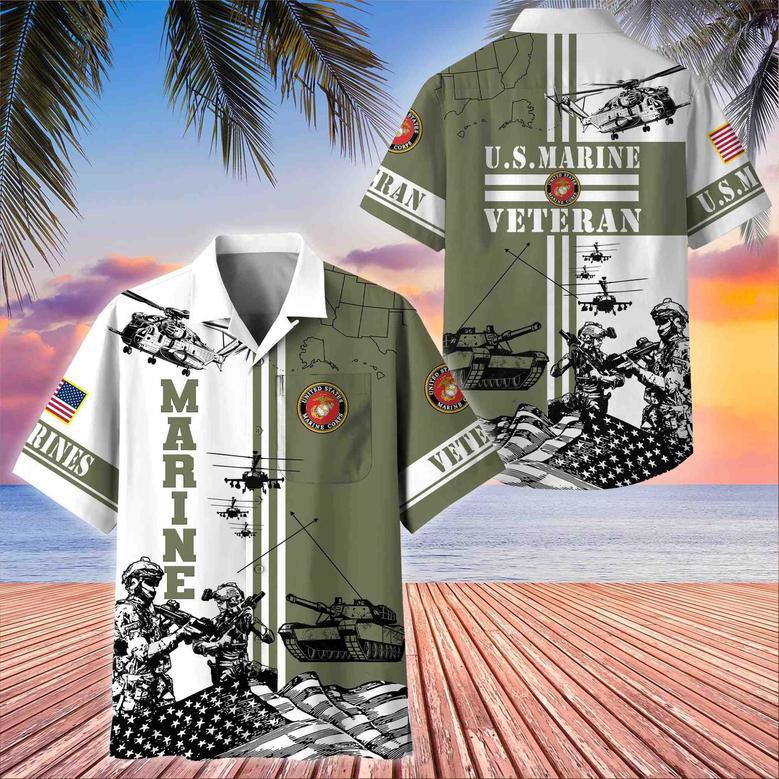 Premium US Veterans Hawaii Shirt With Pocket, Gift For Army Veteran, Navy Veteran, Marine Veteran, Air Force Veteran, Coast Guard Veteran, Vietnam Veteran, Gift For Veterans Day, Father's Day, Independence Day