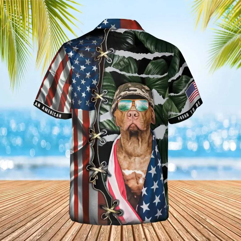 Proud To Be An American Hawaiian Funny Dog Custom Image Summer Shirt, US Flag Shirt, Shirt for Dog Lover