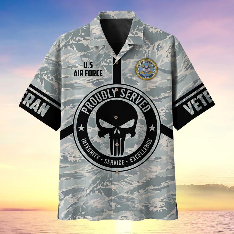 Proudly Served Punisher Skull U.S Veteran Multiservice Hawaii Shirt