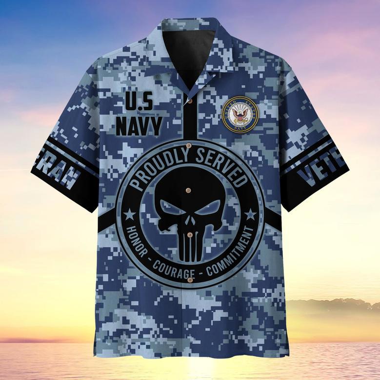 Proudly Served Punisher Skull U.S Veteran Multiservice Hawaii Shirt