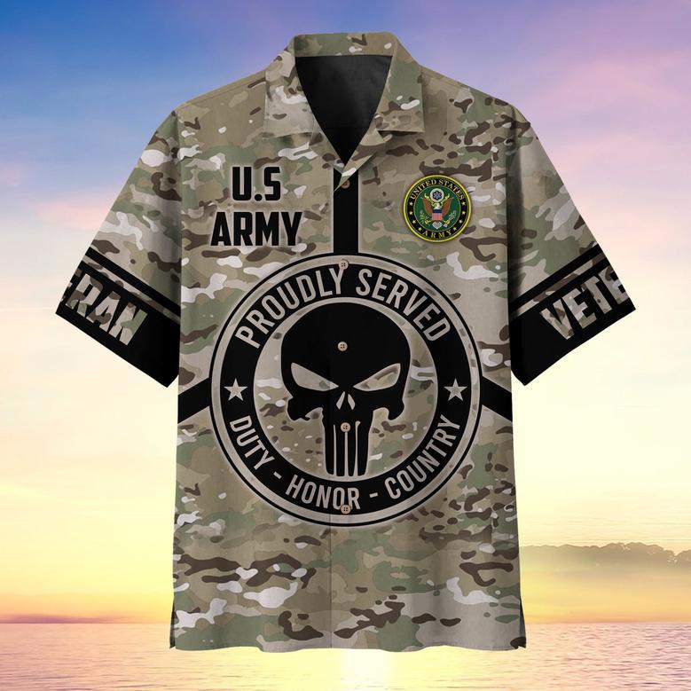 Proudly Served Punisher Skull U.S Veteran Multiservice Hawaii Shirt