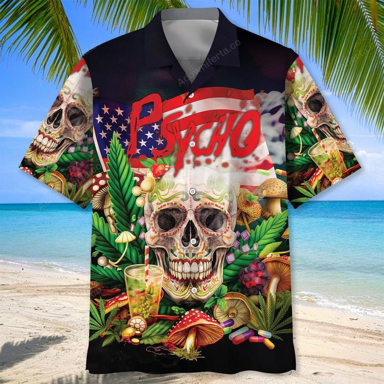 Psycho Skull Hawaiian Shirt for Men, Women, Skull Lovers Summer Shirt