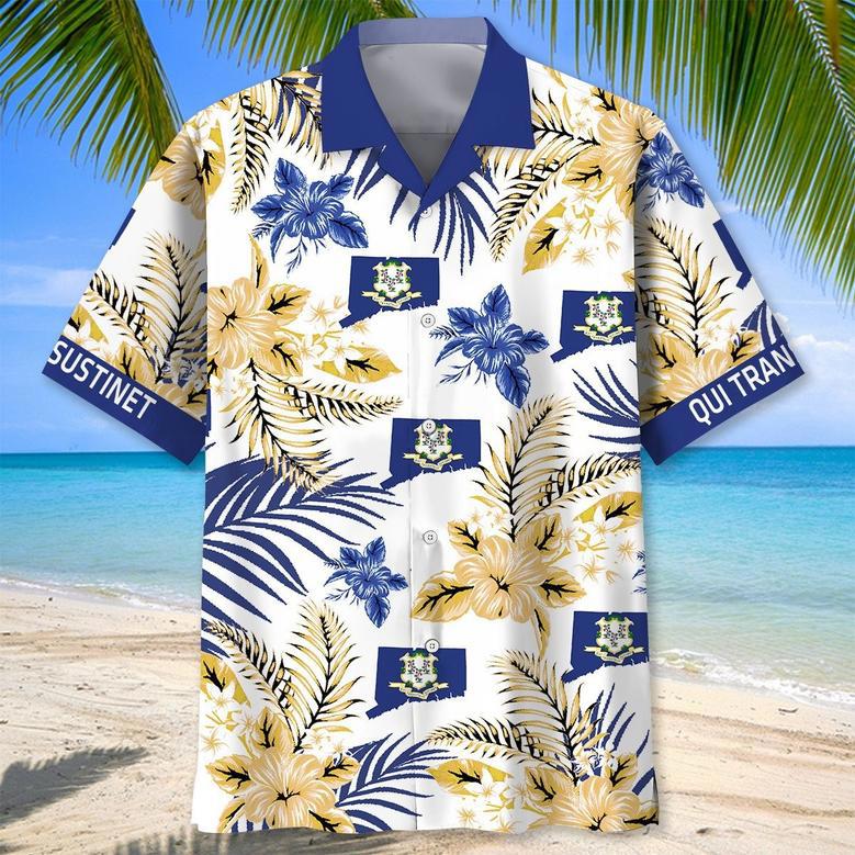 Qui Transtulit Sustinet Connecticut State Proud Hawaiian Shirt for Men, Women, Connecticut State Proud Summer Beach Shirt