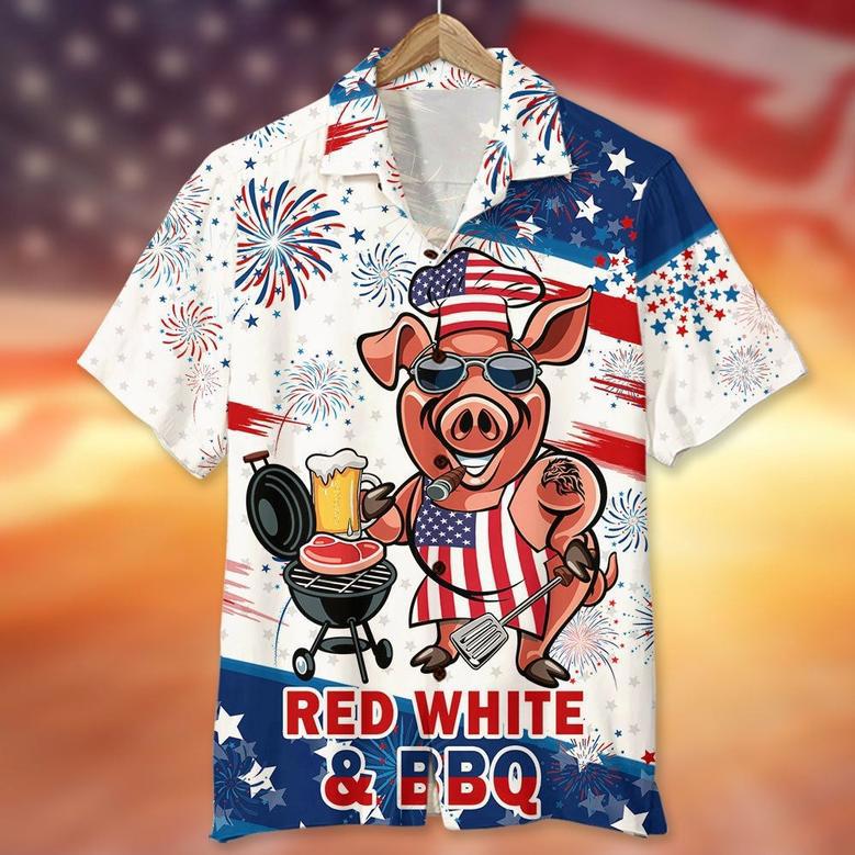 Red White And BBQ Grill Hawaiian Shirt