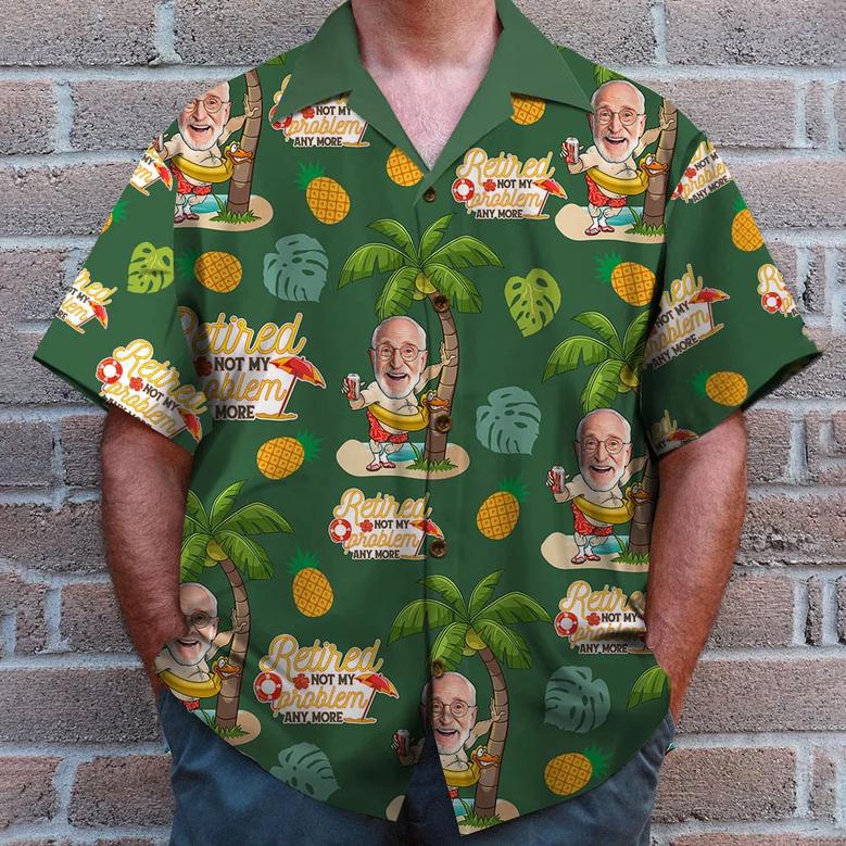 Retired Not My Problem Anymore, Custom Photo Hawaiian Shirt And Men Beach Shorts, Retirement Gifts For Dad