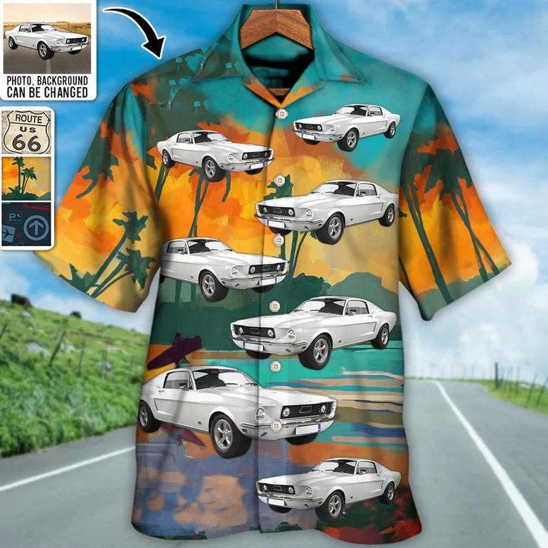 Route 66 Car Racing Car Lover Custom Photo Hawaiian Shirt Personalized Photo Gifts for Men