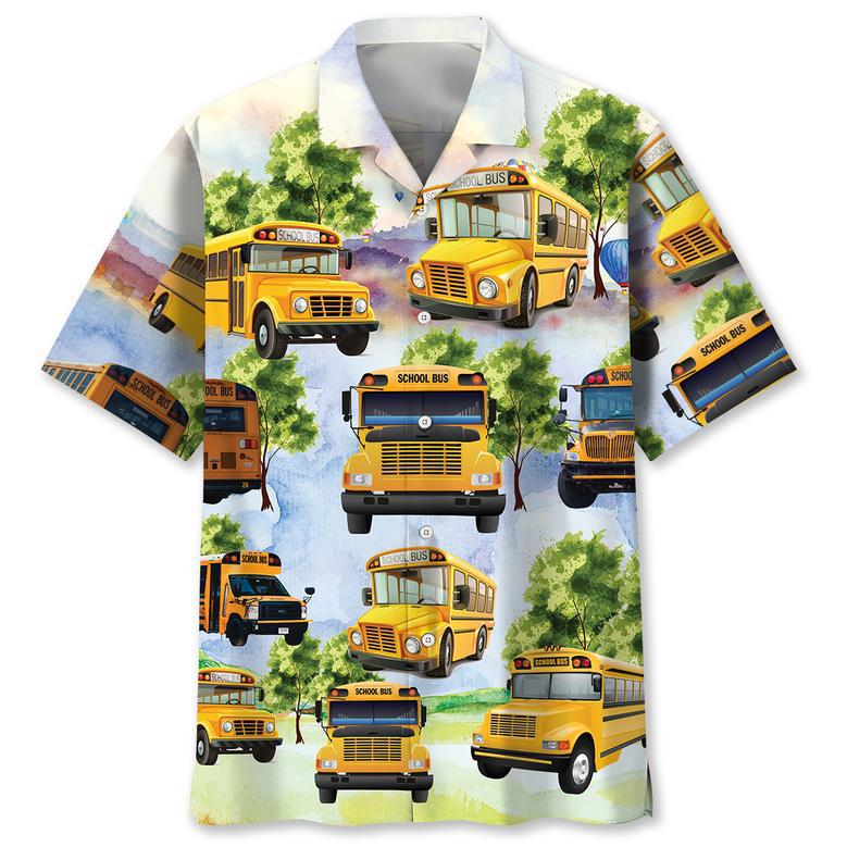 School Bus Welcome Back to School Hawaiian Shirt for Men, School Bus Drivers Summer Vibes Hawaiian Shirt