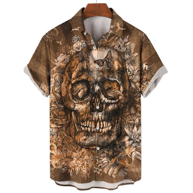 Skull Hawaiian Shirt for Men, Women, Gothic Style Skull Summer Shirt for Skull Lovers