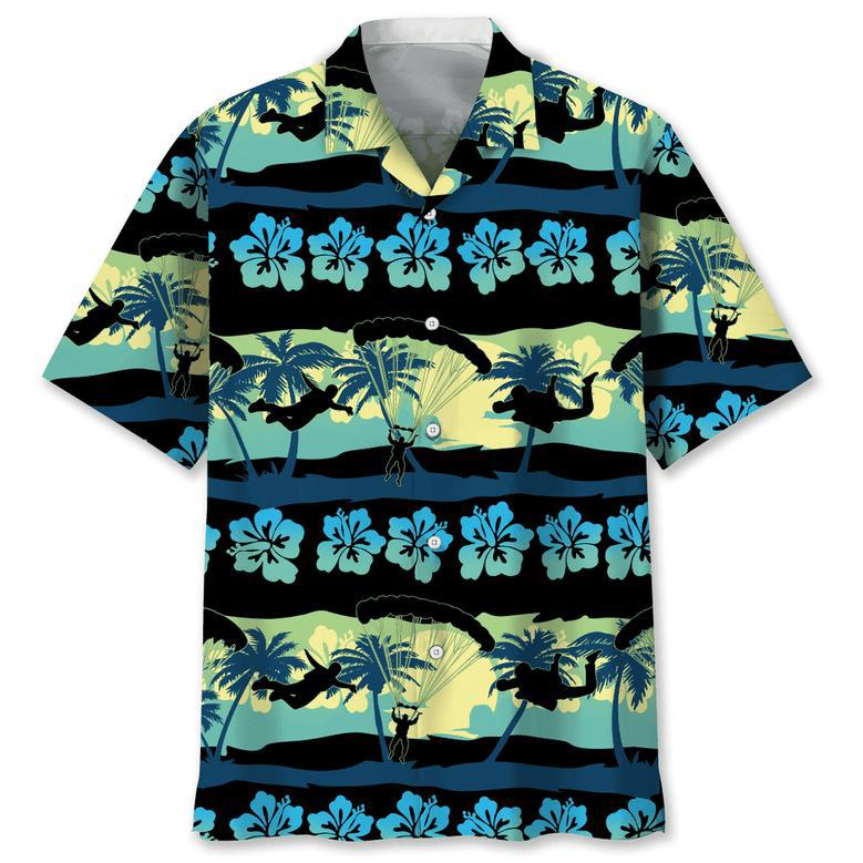 Skydiving Blue Tropical Hawaiian Shirt for Men, Women, Skydiving Lovers