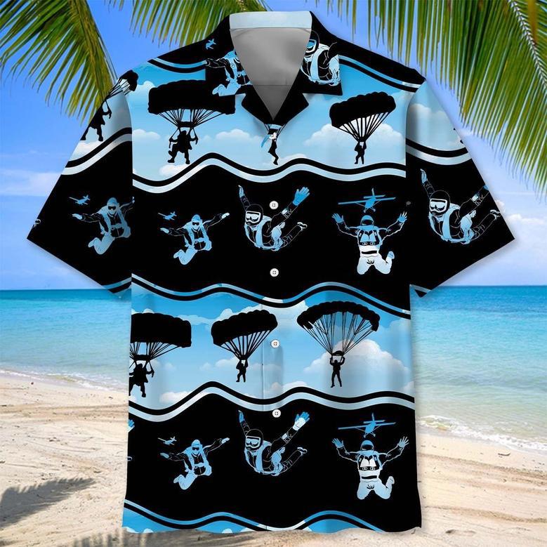 Skydiving Blue Tropical Hawaiian Shirt for Men, Women, Skydiving Lovers