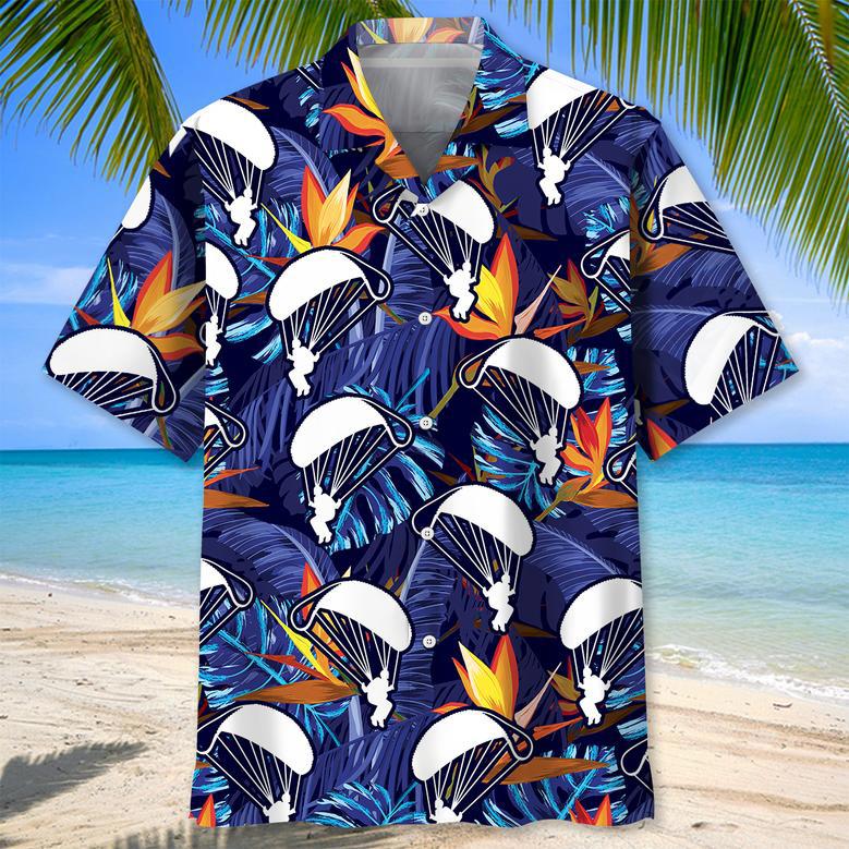 Skydiving Blue Tropical Hawaiian Shirt for Men, Women, Skydiving Lovers