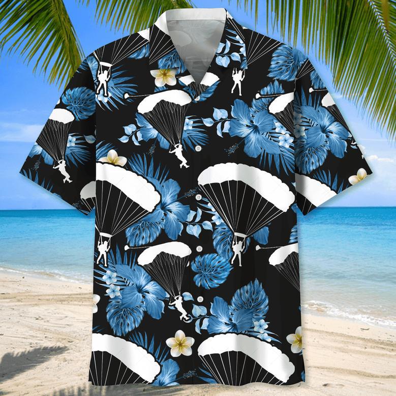 Skydiving Blue Tropical Hawaiian Shirt for Men, Women, Skydiving Lovers