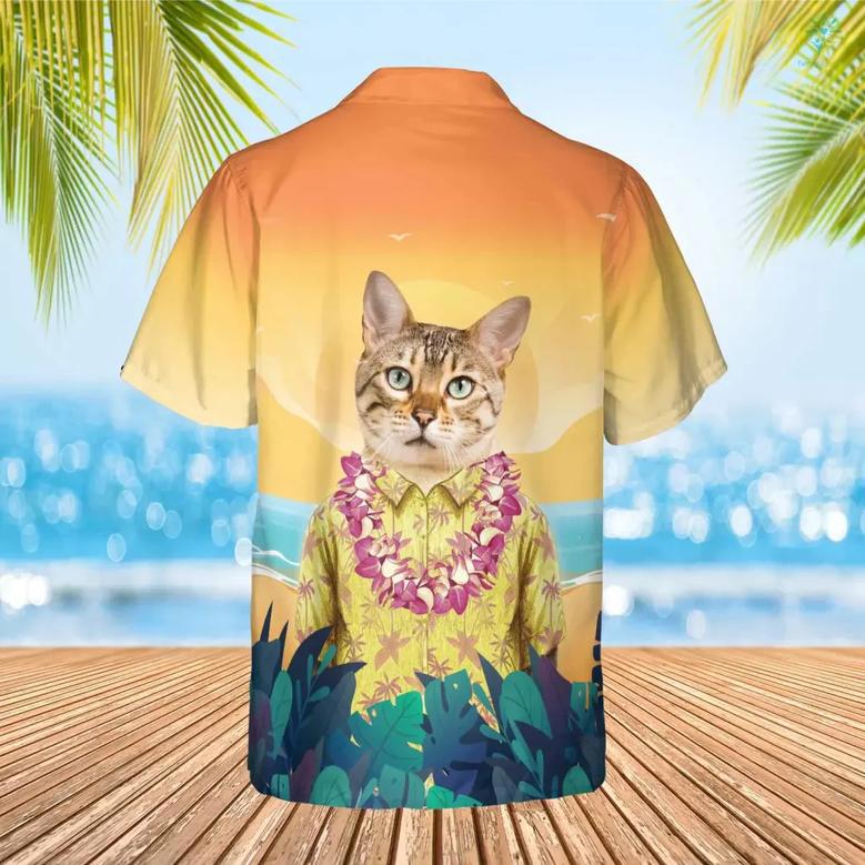 Summer Beach And Cool Cat Hawaiian Custom Image Face Cat Beach Shirt Hawaiian, Gift for Dog Cat Lover