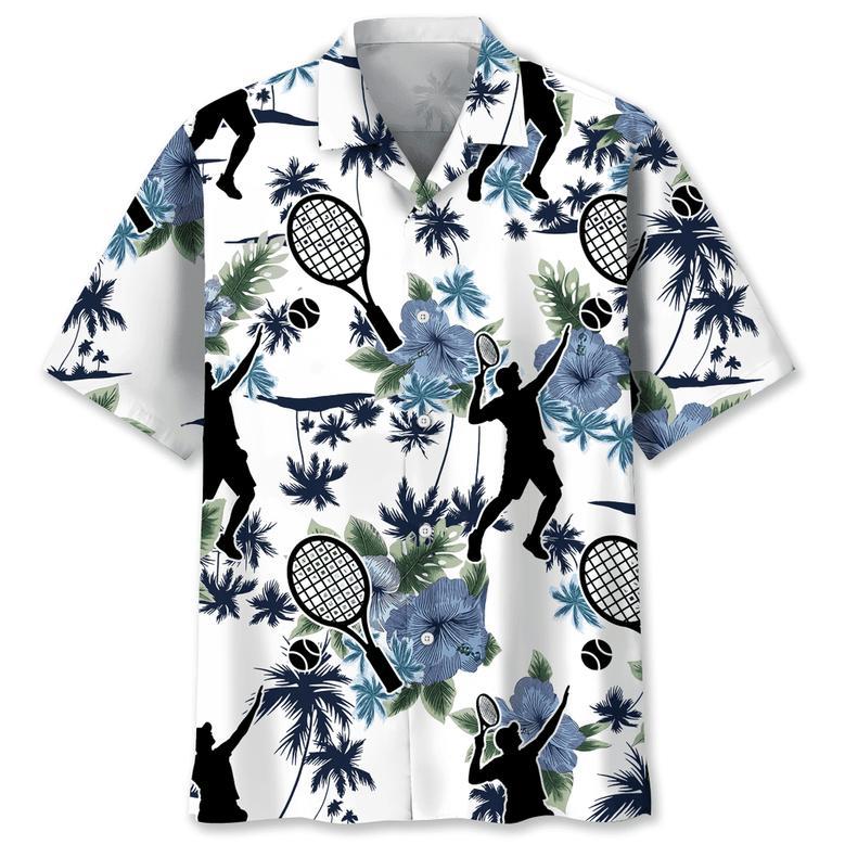 Tennis Abstract Background Hawaiian Shirt for Men, Tennis Lovers Summer Aloha Tennis Shirt