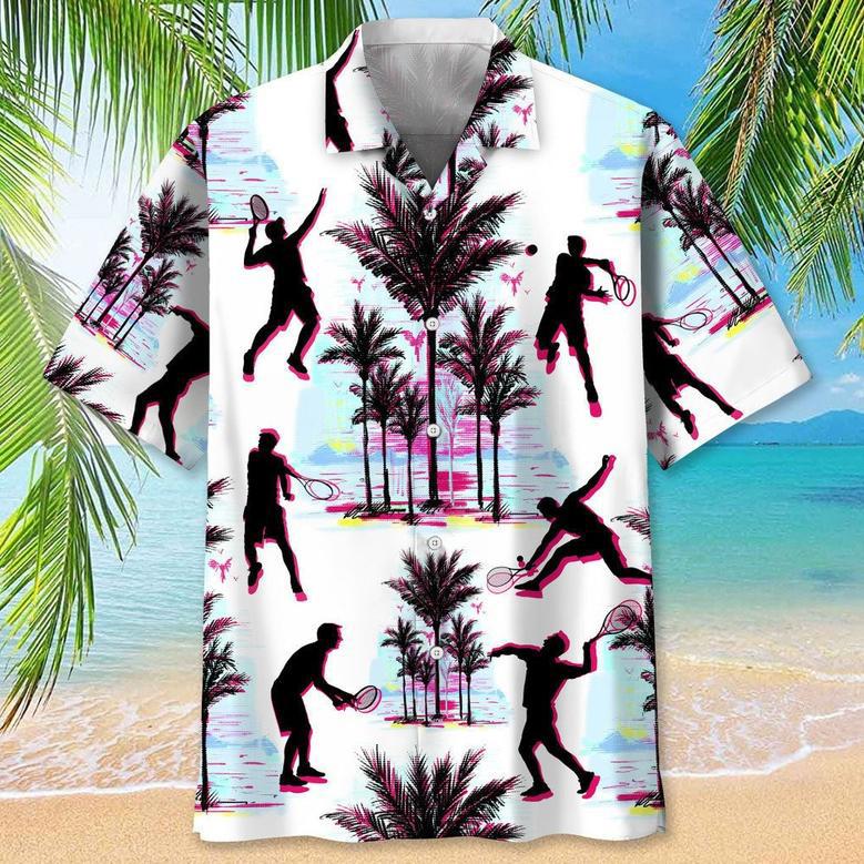 Tennis Abstract Background Hawaiian Shirt for Men, Tennis Lovers Summer Aloha Tennis Shirt