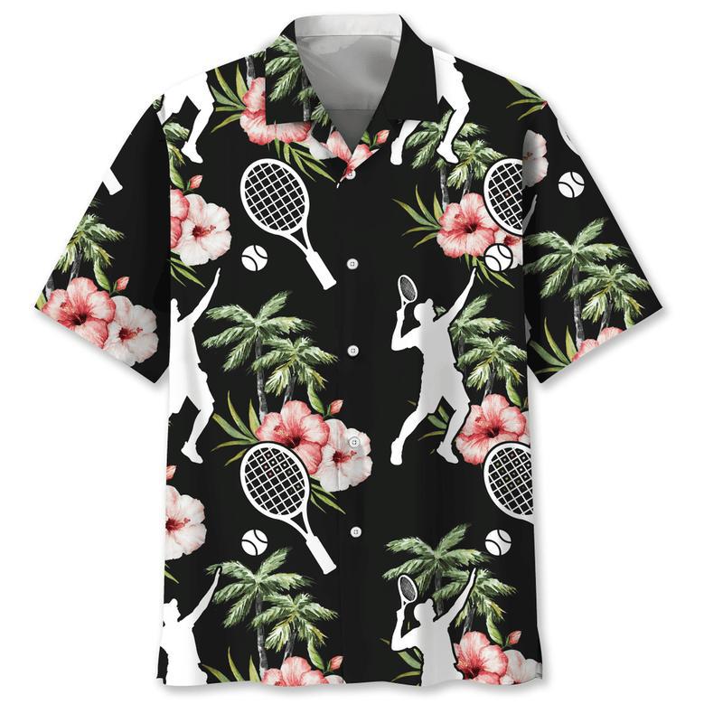 Tennis Abstract Background Hawaiian Shirt for Men, Tennis Lovers Summer Aloha Tennis Shirt