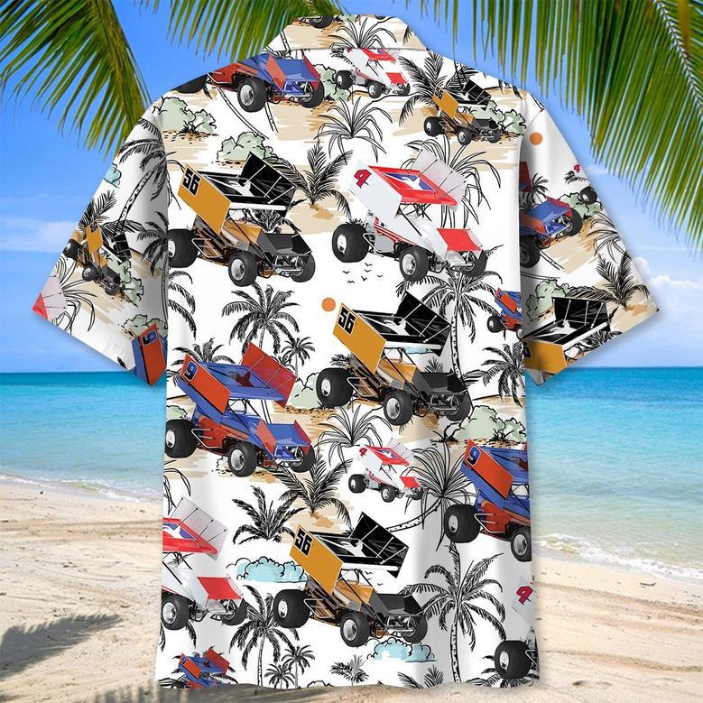 Tropical Sprint Car Racing Hawaiian Shirt, Aloha Car Racing Hawaiian Shirt