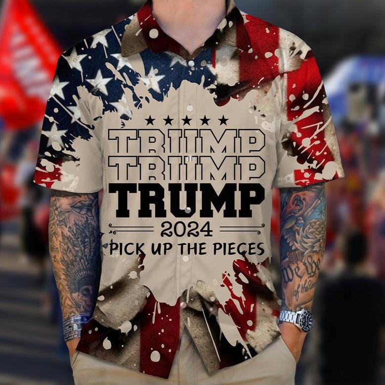 Trump 2024 Pick Up The Pieces Hawaiian Shirt, Trump 2024 Hawaii Shirt Election Campaign