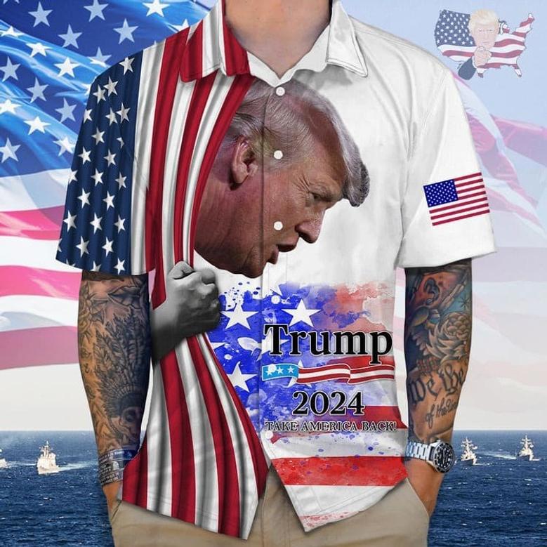 Trump 2024 Save America Again Hawaii Shirt 62513, Trum Lover Summer Shirt Patriotic Gift