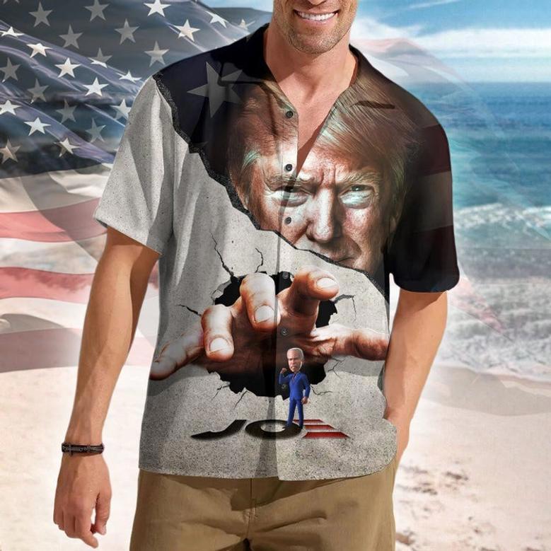 Trump Break The Wall Hawaii Shirt 62561, 2024 Donald Trump Face Break Funny Little Joe Hawaii Shirt