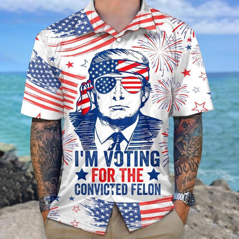 Trump I'm Voting For The Convicted Felon 2024 Hawaiian Shirt, Summer Trump Hawaii Shirt For Trump Lovers