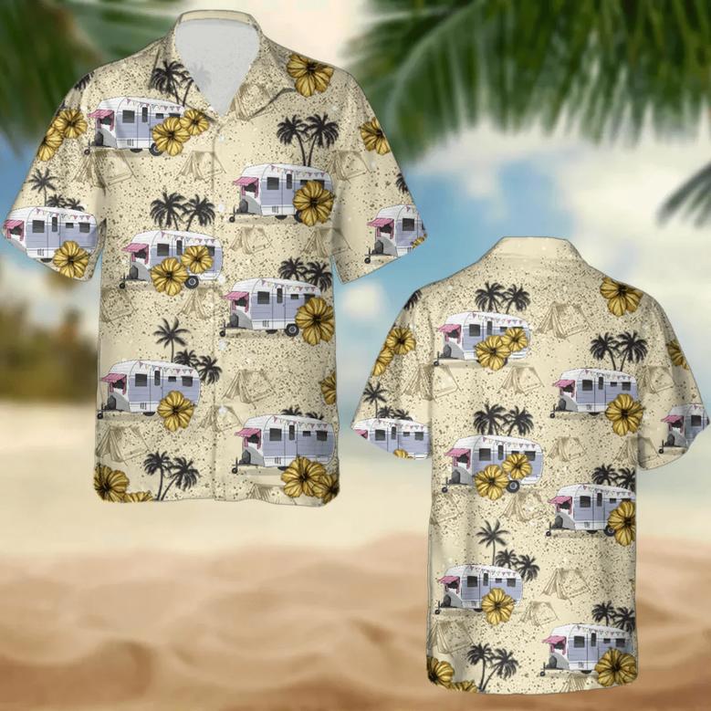 Upload Photo RV Camping Hawaiian Shirt, Idea Shirt for Summer, Camping Hawaiian Shirt for Men, Women