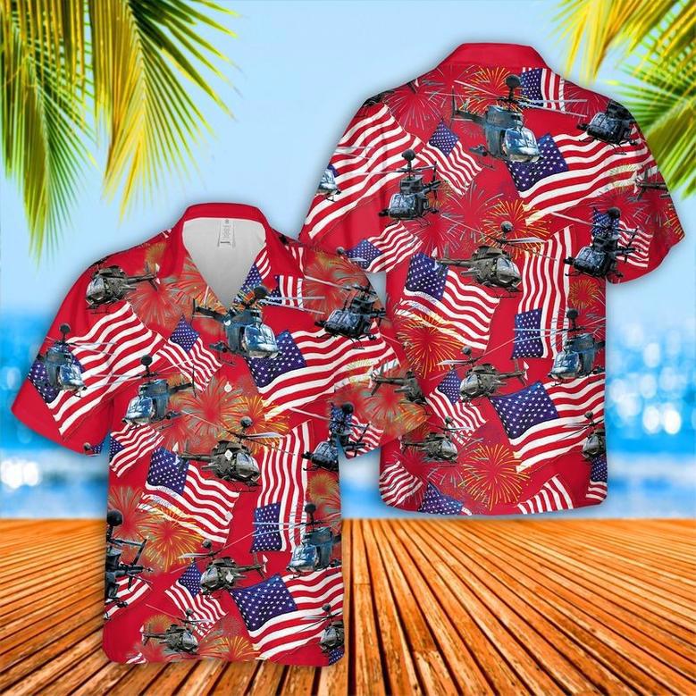 US Army Bell Kiowa July Hawaiian Shirt, Happy Independence Hawaii Shirt