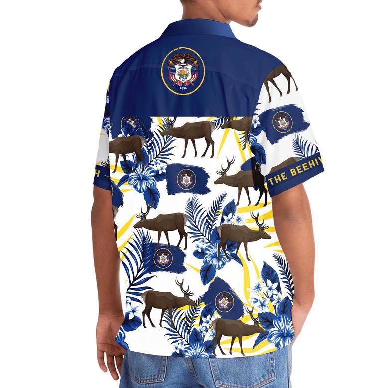 Utah Proud The Beehive State Hawaiian Shirt for Men, Women, Utah State Flag Hawaiian Summer Beach Shirt