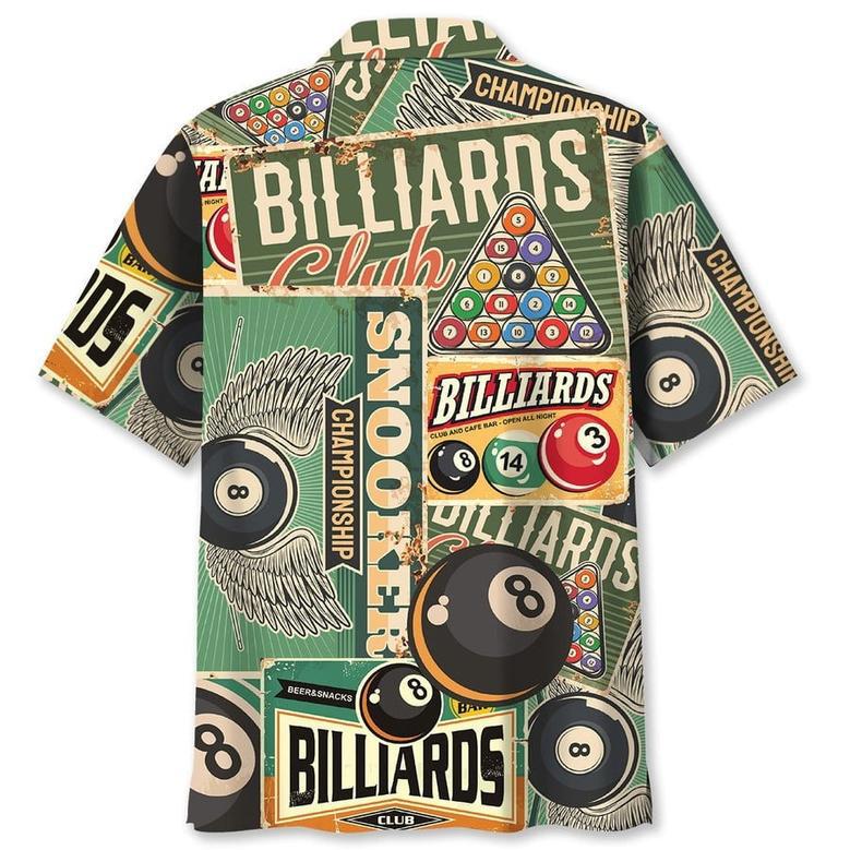 Vintage Billiard Club Hawaiian Shirt for Men, Custom Billiard Balls Hawaiian Shirt Summer Vibes