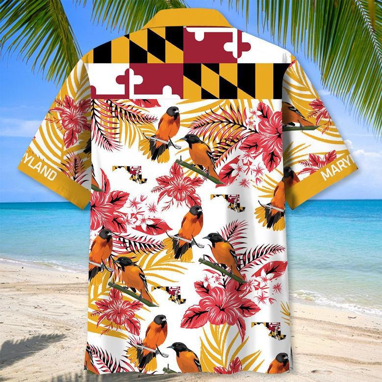 Vintage Maryland Proud Hawaiian Shirt for Men, Women, Retro Maryland Flag State Summer Beach Shirt