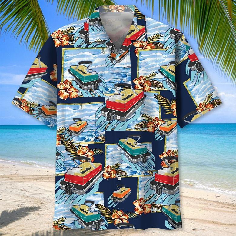 Vintage Pontoon Boat Hawaiian Shirt for Men, Women, Pontoon Summer Beach Shirt