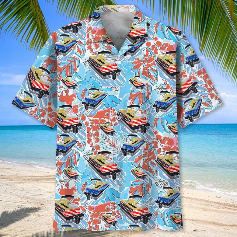 Vintage Pontoon Boat Hawaiian Shirt for Men, Women, Pontoon Summer Beach Shirt