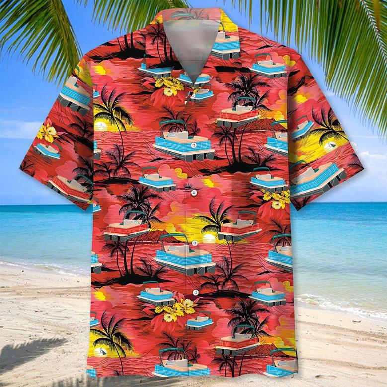 Vintage Pontoon Boat Hawaiian Shirt for Men, Women, Pontoon Summer Beach Shirt