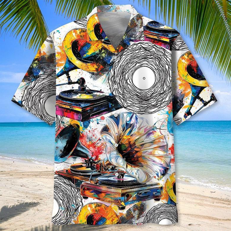 Vinyl Record Old Gramophone Hawaiian Shirt for Men, Women