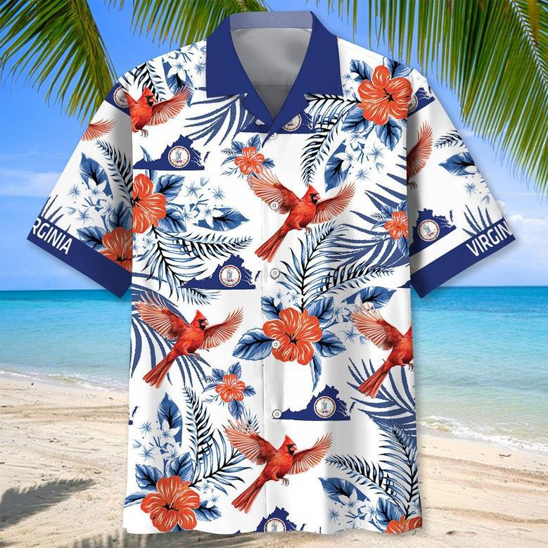 Virginia Proud Hawaiian Shirt for Men, Women, Virginia Tropical Hawaiian Summer Beach Shirt