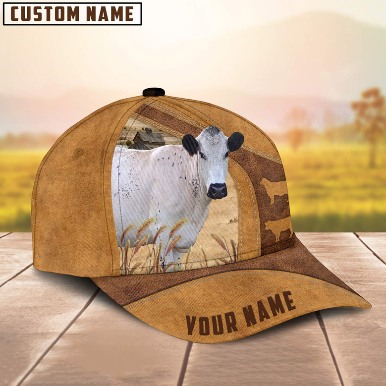 Custom Name British White Park Cattle Cap Cattle Hat Farm Baseball Hat Cap Hat For Farmer Farm Lover Monsterry