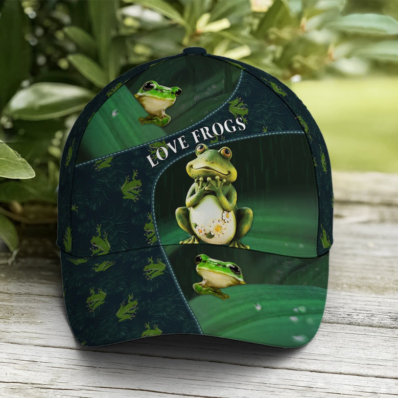 Frog Cap Graphics Frogs Vector Art Pattern Green Baseball Cap - Monsterry
