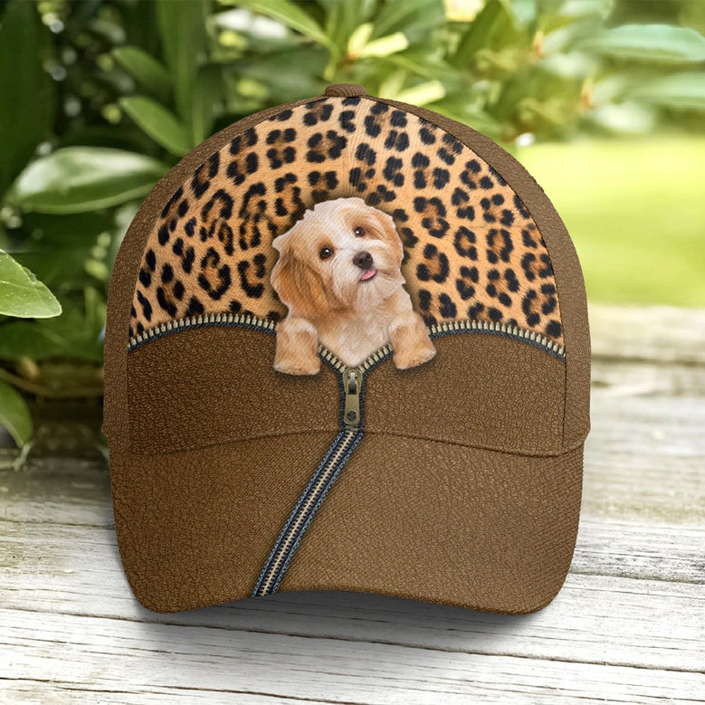 Kawaii Dog Inside Leopard Leather Style Baseball Cap