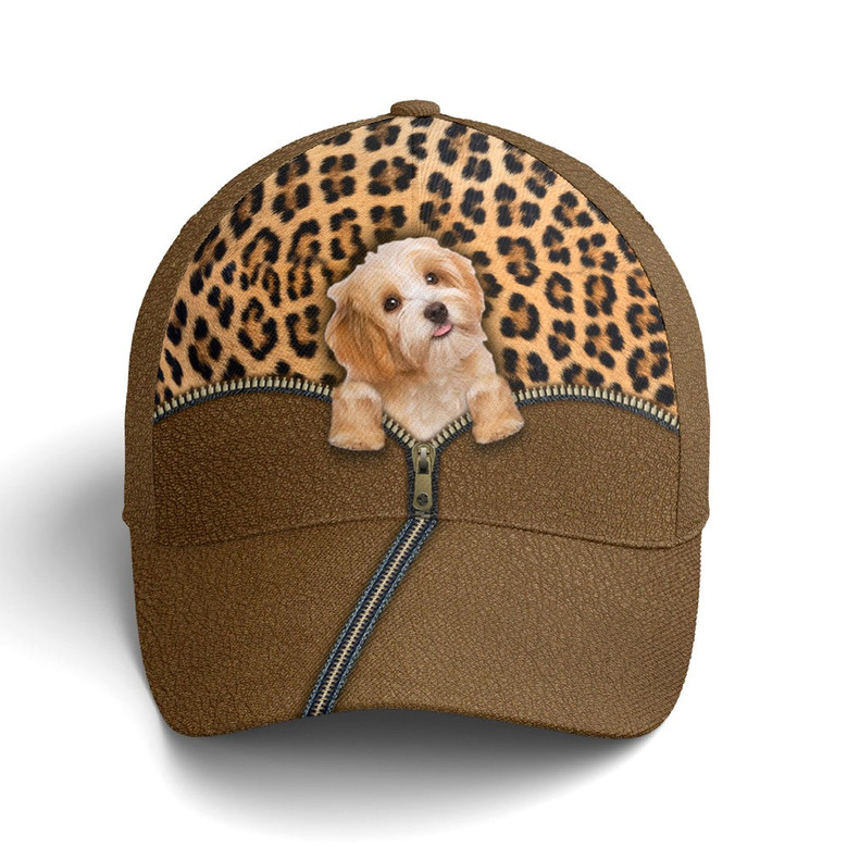 Kawaii Dog Inside Leopard Leather Style Baseball Cap