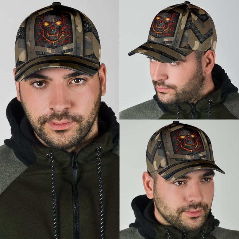 Skull Cap Camo Pattern For Him, Men Skull Cap, Baseball Cap Hat With Skull