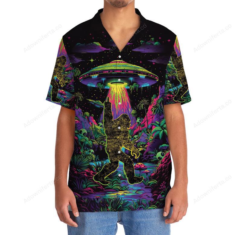 Alien Bigfoot Night Hawaiian Shirt