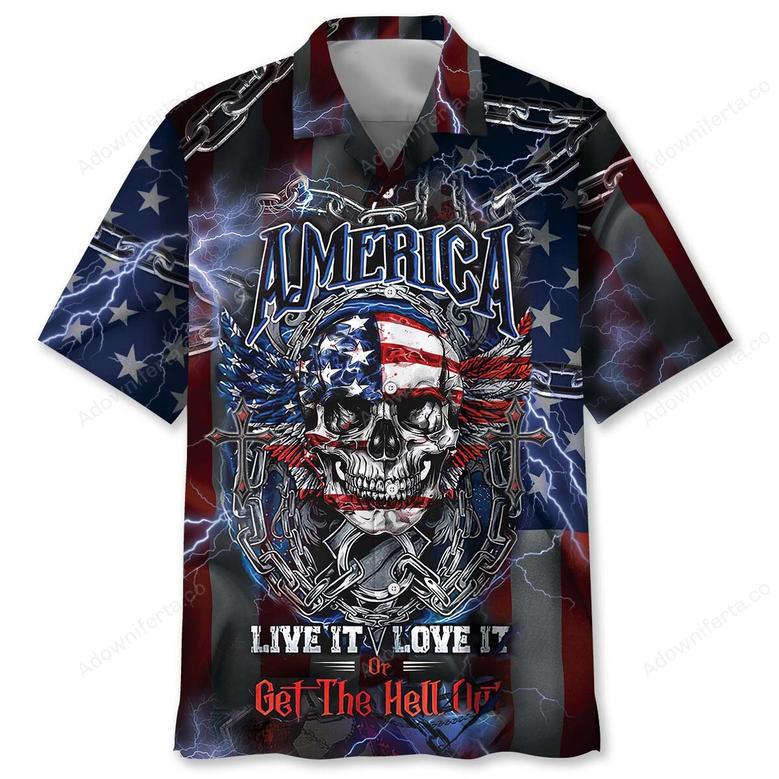 American Patriot Skull Hawaiian Shirt