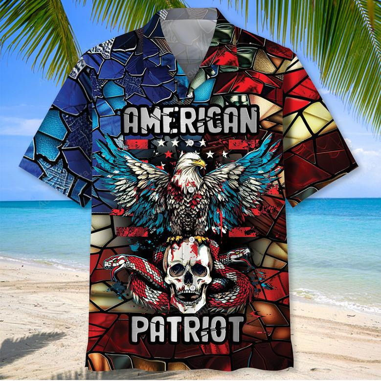 American Patriotic Eagle Skull Hawaiian Shirt