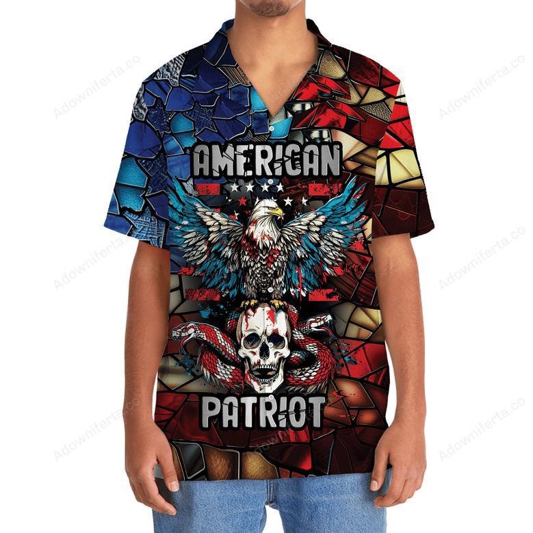 American Patriotic Eagle Skull Hawaiian Shirt