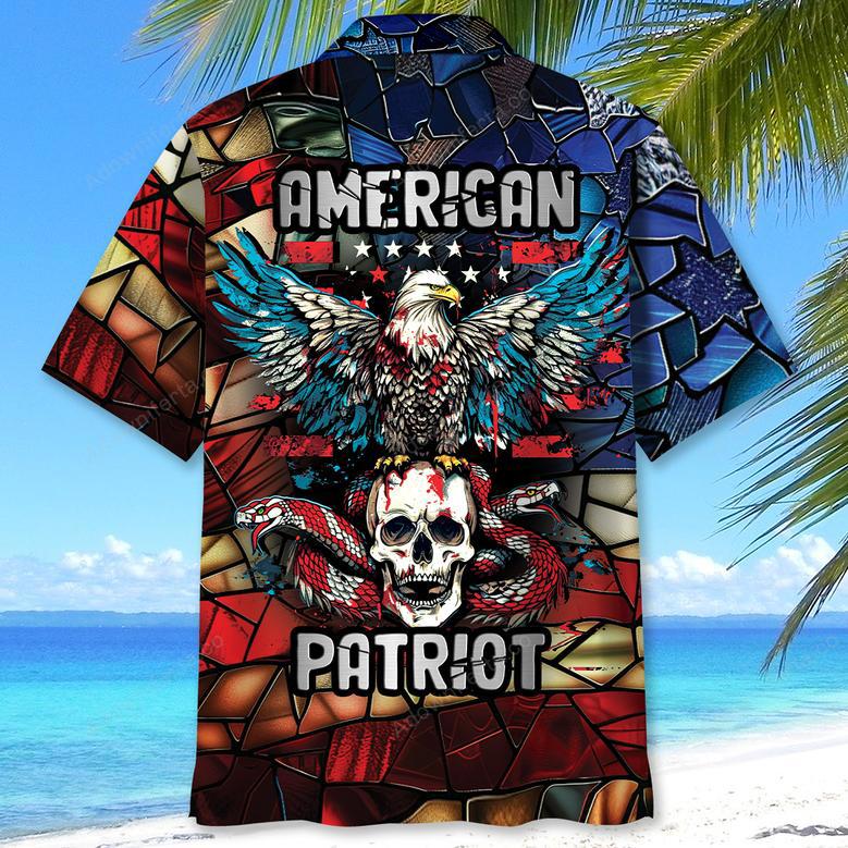 American Patriotic Eagle Skull Hawaiian Shirt