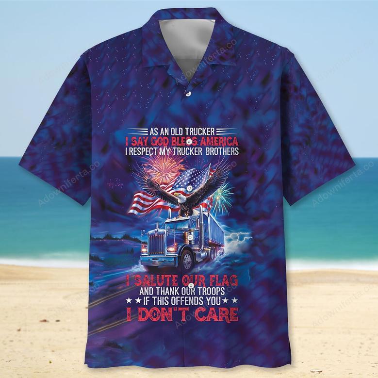 As An Old Trucker I Say God Bless America Hawaiian Shirt