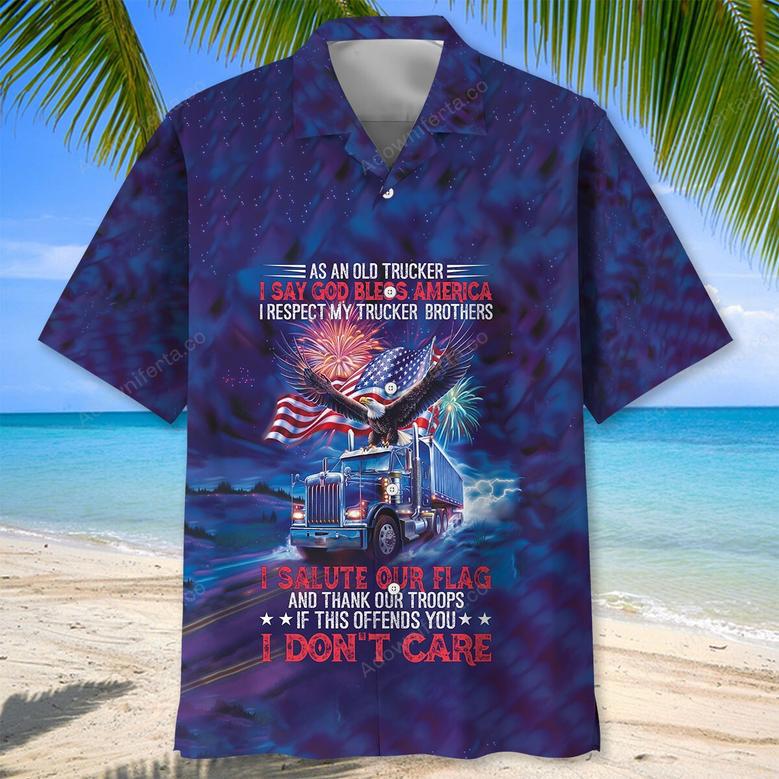 As An Old Trucker I Say God Bless America Hawaiian Shirt