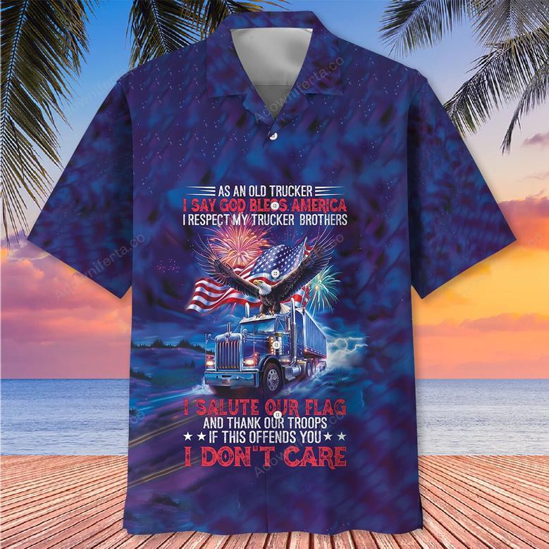 As An Old Trucker I Say God Bless America Hawaiian Shirt