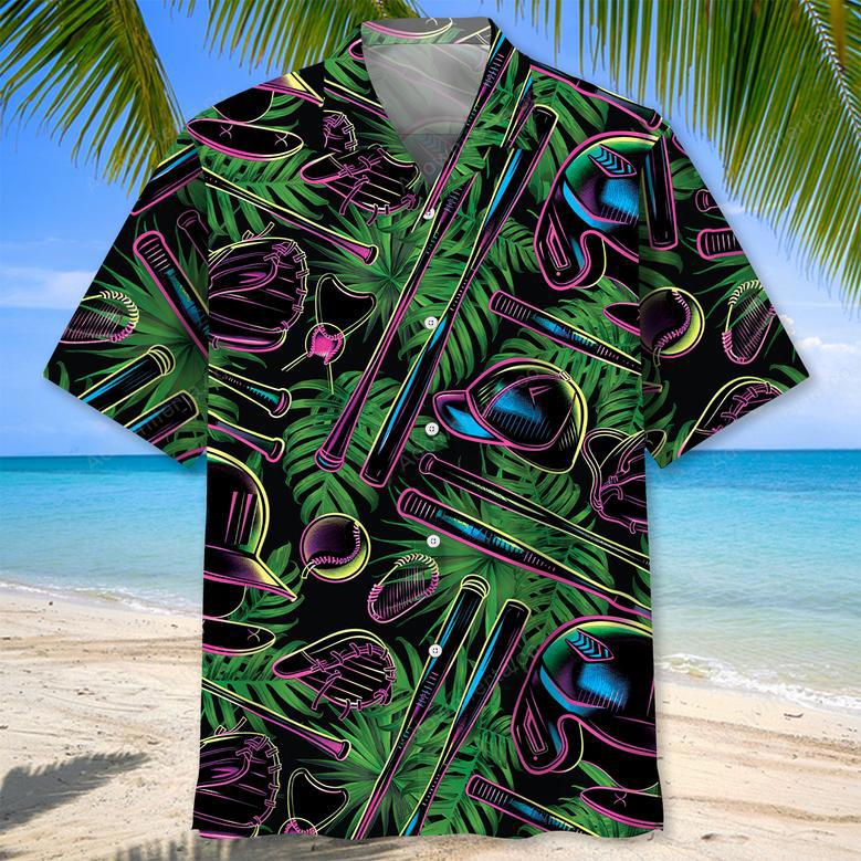 Baseball Neon Tropical Hawaiian Shirt